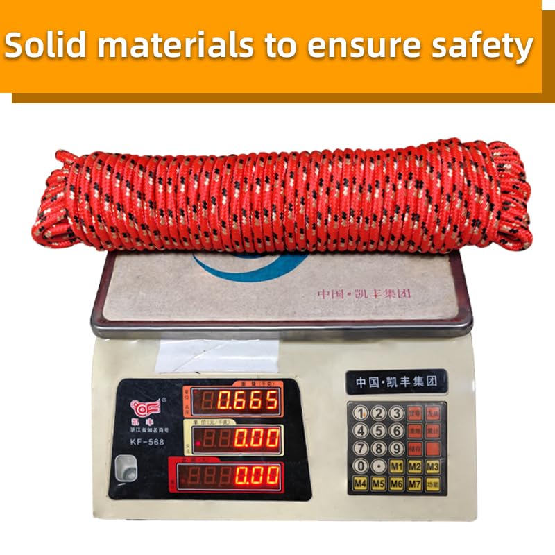 GIAHAND Diamond Braided Polypropylene Rope Nylon Rope Mix Thick Heavy Duty Ropes 3/8 inch 100ft High Strength Rope Perfect for Clothesrope Camping Hiking and Other Outdoor Activities 100ft Red - Image 3